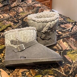 LUK-EES Gray Knit Buckle Boots